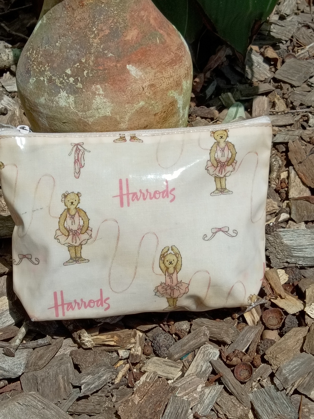 Harrods Cream and Pink Ballerina Bear Cosmetic Pouch